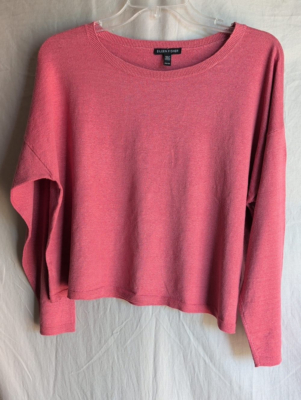 Eileen Fisher Rose Pink Lightweight Crewneck Sweater Lagenlook